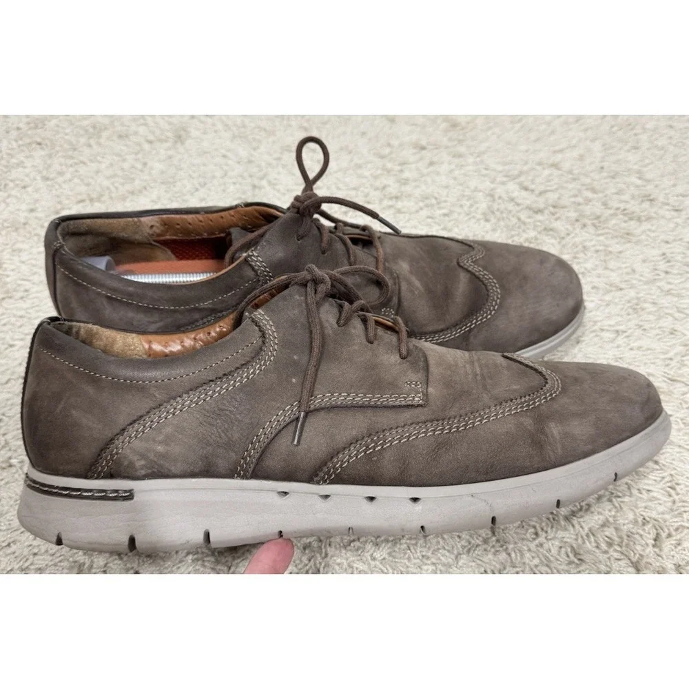 Clarks UnByner Wingtip Casual Brown Suede Nubuck Oxford Shoes Men's 14M Comfort